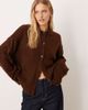 ASOS DESIGN ASOS DESIGN knit collared cardigan shirt with seam detailing in chocolate-Brown - 1
