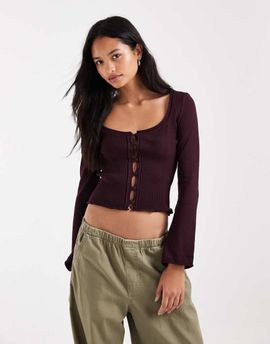 ASOS DESIGN ASOS DESIGN knit compact button through cardigan in dark brown