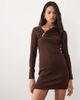 ASOS DESIGN ASOS DESIGN knit compact knot detail mini dress in chocolate brown - 2