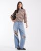 ASOS DESIGN ASOS DESIGN knit contrast sweater in ecru and brown stripe-Multi - 2