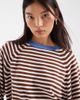 ASOS DESIGN ASOS DESIGN knit contrast sweater in ecru and brown stripe-Multi - 3