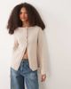 ASOS DESIGN ASOS DESIGN knit cotton blend boucle cardigan in stone-Brown - 1