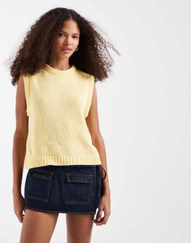 ASOS DESIGN ASOS DESIGN knit cotton blend boucle tank top in buttermilk-Yellow
