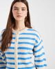 ASOS DESIGN ASOS DESIGN knit crew neck cardigan in blue and ecru stripe-Multi - 3