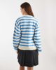 ASOS DESIGN ASOS DESIGN knit crew neck cardigan in blue and ecru stripe-Multi - 4