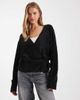 ASOS DESIGN ASOS DESIGN knit eyelash wrap cardigan in black - 1