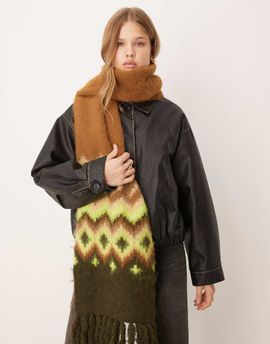 ASOS DESIGN ASOS DESIGN knit fairisle pattern scarf with tassels in multi