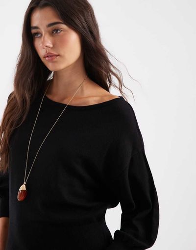 ASOS DESIGN ASOS DESIGN knit fitted boat neck top in black