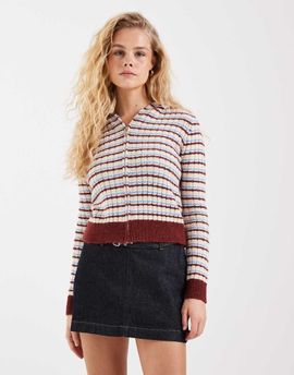 ASOS DESIGN ASOS DESIGN knit fitted zip up sweater in multi stripe