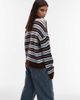 ASOS DESIGN ASOS DESIGN knit fluffy rugby top in blue and brown stripe-Multi - 3