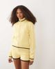 ASOS DESIGN ASOS DESIGN knit funnel neck zip-up jacket set in buttermilk-Yellow - 4