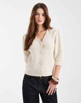 ASOS DESIGN ASOS DESIGN knit half sleeve cardigan in ecru-White