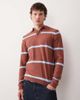 ASOS DESIGN ASOS DESIGN knit long sleeve polo shirt in brown and blue stripes-Multi - 1