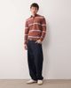 ASOS DESIGN ASOS DESIGN knit long sleeve polo shirt in brown and blue stripes-Multi - 2