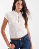 ASOS DESIGN ASOS DESIGN knit mandarin collar short sleeve floral stitching top in cream-White - 1