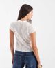 ASOS DESIGN ASOS DESIGN knit mandarin collar short sleeve floral stitching top in cream-White - 4