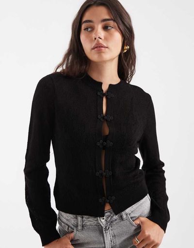 ASOS DESIGN ASOS DESIGN knit mandarin detailing cardigan in black