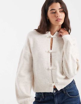 ASOS DESIGN ASOS DESIGN knit mandarin detailing cardigan in cream-White
