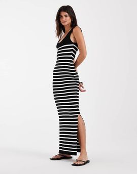 ASOS DESIGN ASOS DESIGN knit maxi dress in black and ecru stripes