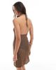 ASOS DESIGN ASOS DESIGN knit metallic mini dress with beaded straps in bronze-Brown - 4