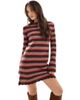 ASOS DESIGN ASOS DESIGN knit mini dress with flared sleeves in striped crochet stitch-Multi - 2