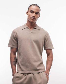 ASOS DESIGN ASOS DESIGN knit notch neck in stone - part of a set-Gray
