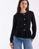 ASOS DESIGN ASOS DESIGN knit peplum long sleeve top with gold-tone buttons in black - 1