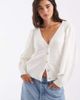 ASOS DESIGN ASOS DESIGN knit pointelle cardigan with balloon sleeves in ecru-White - 1