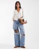 ASOS DESIGN ASOS DESIGN knit pointelle cardigan with balloon sleeves in ecru-White - 2