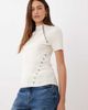 ASOS DESIGN ASOS DESIGN knit ribbed button detail short sleeve top in cream-White - 1