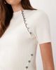 ASOS DESIGN ASOS DESIGN knit ribbed button detail short sleeve top in cream-White - 3