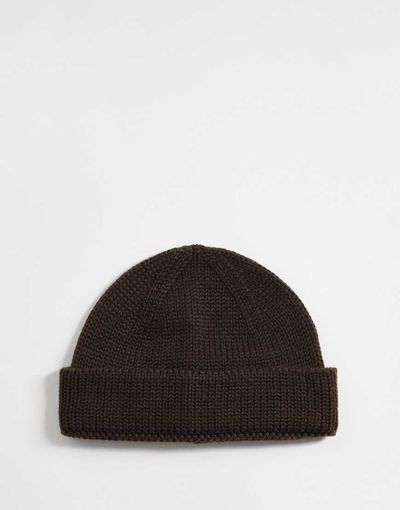 ASOS DESIGN ASOS DESIGN knit ribbed mini fisherman beanie in brown