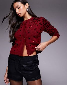 ASOS DESIGN ASOS DESIGN knit sequin cardigan in red