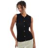 ASOS DESIGN ASOS DESIGN knit shirred button up tank top in black - 4