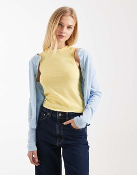 ASOS DESIGN ASOS DESIGN knit slash neck top in buttermilk - part of a set-Yellow