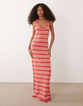 ASOS DESIGN ASOS DESIGN knit summer maxi dress in red stripes-Multi