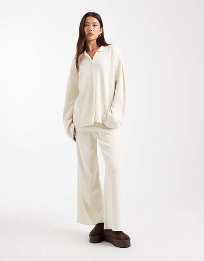 ASOS DESIGN ASOS DESIGN knit super soft lounge pants in ecru - part of a set-White