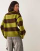 ASOS DESIGN ASOS DESIGN knit sweater in olive and chocolate wide stripes-Multi - 3