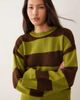 ASOS DESIGN ASOS DESIGN knit sweater in olive and chocolate wide stripes-Multi - 4