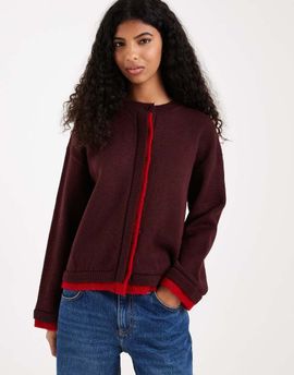 ASOS DESIGN ASOS DESIGN knit sweater with contrast tipping in burgundy-Red