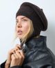 ASOS DESIGN ASOS DESIGN knit tie beret in chocolate-Brown - 3