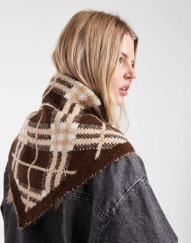ASOS DESIGN ASOS DESIGN knit triangle scarf in brushed plaid-Multi