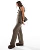 ASOS DESIGN ASOS DESIGN knit wide leg pants in dark taupe - part of a set-Neutral - 1