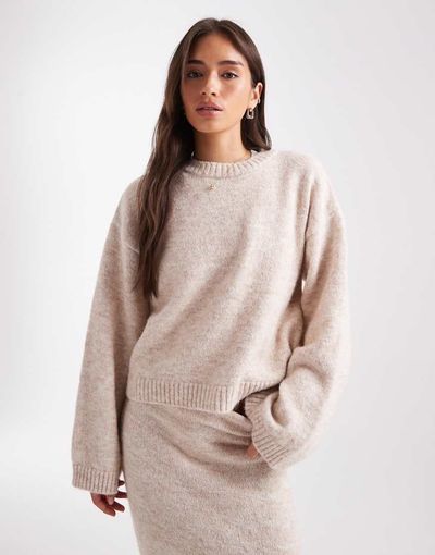 ASOS DESIGN ASOS DESIGN knit wide sleeves wool look sweater - part of a set-White
