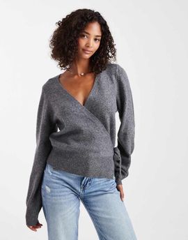 ASOS DESIGN ASOS DESIGN knit wrap cardigan in gray