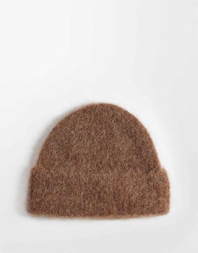 ASOS DESIGN ASOS DESIGN knitted alpaca wool mix beanie in chocolate-Brown