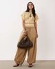 ASOS DESIGN ASOS DESIGN knitted cinched top in brown stripe-Multi - 2
