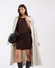 ASOS DESIGN ASOS DESIGN knitted cinched waist mini dress in chocolate brown - 1