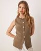 ASOS DESIGN ASOS DESIGN knitted crew neck structured vest with gold buttons in mocha-Brown - 1