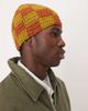 ASOS DESIGN ASOS DESIGN knitted crochet checkerboard skull beanie in green and brown - 2